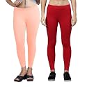 ZAYANQA Combo of 2 Slim Fit Women/Girls Solid Stretchable Cotton Ankle Length Leggings with Ultrasoft Wide Elastic Waistband |Comfortable |Fashionwear|