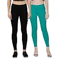 ZAYANQA Combo of 2 Slim Fit Women/Girls Solid Stretchable Cotton Ankle Length Leggings with Ultrasoft Wide Elastic Waistband |Comfortable |Fashionwear|