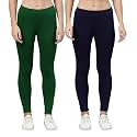 ZAYANQA Combo of 2 Slim Fit Women/Girls Solid Stretchable Cotton Ankle Length Leggings with Ultrasoft Wide Elastic Waistband |Comfortable |Fashionwear|