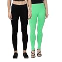 ZAYANQA Combo of 2 Slim Fit Women/Girls Solid Stretchable Cotton Ankle Length Leggings with Ultrasoft Wide Elastic Waistband |Comfortable |Fashionwear|