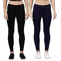 ZAYANQA Combo of 2 Slim Fit Women/Girls Solid Stretchable Cotton Ankle Length Leggings with Ultrasoft Wide Elastic Waistband |Comfortable |Fashionwear|