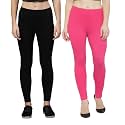 ZAYANQA Combo of 2 Slim Fit Women/Girls Solid Stretchable Cotton Ankle Length Leggings with Ultrasoft Wide Elastic Waistband |Comfortable |Fashionwear|