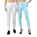ZAYANQA Combo of 2 Slim Fit Women/Girls Solid Stretchable Cotton Ankle Length Leggings with Ultrasoft Wide Elastic Waistband |Comfortable |Fashionwear|