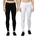 ZAYANQA Combo of 2 Slim Fit Women/Girls Solid Stretchable Cotton Ankle Length Leggings with Ultrasoft Wide Elastic Waistband |Comfortable |Fashionwear|