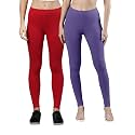 ZAYANQA Combo of 2 Slim Fit Women/Girls Solid Stretchable Cotton Ankle Length Leggings with Ultrasoft Wide Elastic Waistband |Comfortable |Fashionwear|