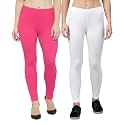 ZAYANQA Combo of 2 Slim Fit Women/Girls Solid Stretchable Cotton Ankle Length Leggings with Ultrasoft Wide Elastic Waistband |Comfortable |Fashionwear|