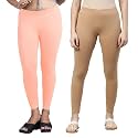 ZAYANQA Combo of 2 Slim Fit Women/Girls Solid Stretchable Cotton Ankle Length Leggings with Ultrasoft Wide Elastic Waistband |Comfortable |Fashionwear|