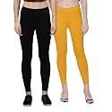 ZAYANQA Combo of 2 Slim Fit Women/Girls Solid Stretchable Cotton Ankle Length Leggings with Ultrasoft Wide Elastic Waistband |Comfortable |Fashionwear|