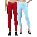ZAYANQA Combo of 2 Slim Fit Women/Girls Solid Stretchable Cotton Ankle Length Leggings with Ultrasoft Wide Elastic Waistband |Comfortable |Fashionwear|