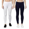 ZAYANQA Combo of 2 Slim Fit Women/Girls Solid Stretchable Cotton Ankle Length Leggings with Ultrasoft Wide Elastic Waistband |Comfortable |Fashionwear|