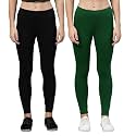 ZAYANQA Combo of 2 Slim Fit Women/Girls Solid Stretchable Cotton Ankle Length Leggings with Ultrasoft Wide Elastic Waistband |Comfortable |Fashionwear|