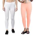 ZAYANQA Combo of 2 Slim Fit Women/Girls Solid Stretchable Cotton Ankle Length Leggings with Ultrasoft Wide Elastic Waistband |Comfortable |Fashionwear|