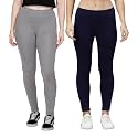 ZAYANQA Combo of 2 Slim Fit Women/Girls Solid Stretchable Cotton Ankle Length Leggings with Ultrasoft Wide Elastic Waistband |Comfortable |Fashionwear|