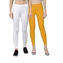 ZAYANQA Combo of 2 Slim Fit Women/Girls Solid Stretchable Cotton Ankle Length Leggings with Ultrasoft Wide Elastic Waistband |Comfortable |Fashionwear|