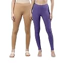 ZAYANQA Combo of 2 Slim Fit Women/Girls Solid Stretchable Cotton Ankle Length Leggings with Ultrasoft Wide Elastic Waistband |Comfortable |Fashionwear|