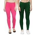 ZAYANQA Combo of 2 Slim Fit Women/Girls Solid Stretchable Cotton Ankle Length Leggings with Ultrasoft Wide Elastic Waistband |Comfortable |Fashionwear|