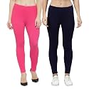 ZAYANQA Combo of 2 Slim Fit Women/Girls Solid Stretchable Cotton Ankle Length Leggings with Ultrasoft Wide Elastic Waistband |Comfortable |Fashionwear|