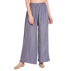 womengirls regular fit flared wide leg non-transparent solid color cotton blend soft rayon fabric palazzo  14 colours  size xs - 2xl