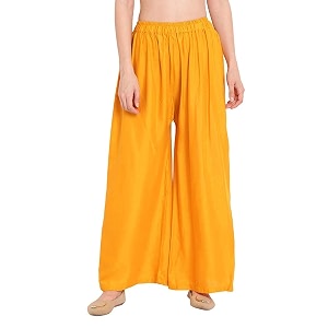 womengirls regular fit flared wide leg non-transparent solid color cotton blend soft rayon fabric palazzo  14 colours  size xs - 2xl