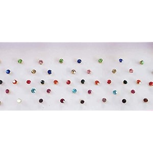zaysoo 33 pcs multiolor diamond round stone bindis for women and girl foredead