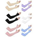 ZaySoo Women’s UV Protection Gloves for Bike Riding Long Hand Full Finger Soft Breathable Arm Sleeve - Pink - L Size