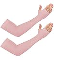 ZaySoo Women’s UV Protection Gloves for Bike Riding Long Hand Full Finger Soft Breathable Arm Sleeve - Pink - M