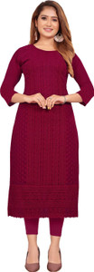 ZAZADIYA IMPEX Women Chikan Embroidery A-line Kurta