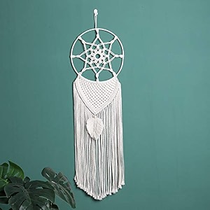 cotton macrame dream catcher type woven feather wall hanging handmade dreamcatcher boho tassels decoration home decor ornament craft gift leaf - 4