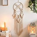 Cotton Macrame Dream Catcher Type Woven Feather Wall Hanging Handmade Dreamcatcher Boho Tassels Decoration Home Decor Ornament Craft Gift. (Leaf - 6)