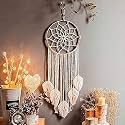 Cotton Macrame Dream Catcher Type Woven Feather Wall Hanging Handmade Dreamcatcher Boho Tassels Decoration Home Decor Ornament Craft Gift. (Leaf - 1), White