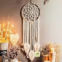 Cotton Macrame Dream Catcher Type Woven Feather Wall Hanging Handmade Dreamcatcher Boho Tassels Decoration Home Decor Ornament Craft Gift. (Leaf - 2)