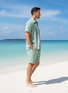 Zbella Men Self Design Light Green Top