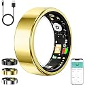 Smart Ring for Women Men,Fitness Tracker Ring with Heart Rate, Sleep Monitoring, Blood Oxygen, Step Counting for iOS and Android, No Subscription Fee, Waterproof, Valentines Day Gifts(Gold, 11)