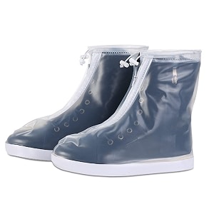 zbyoujer reusable pvc waterproof shoe coversshoe protectors with waterproof zipper and drawstring designnot-slip rain shoe covers for women and men xlwomen 75-9men 55-7