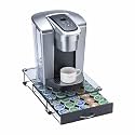ZCDCP K Cup Holder Drawer, Coffee Pod Holder for K Cup Orgainzer with Termpered Glass Top, Keurig Coffee Pods Holder Capsule with 35 Pods, Black