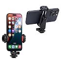 Zeadio Universal Phone Tripod Mount, Cell Phone Holder Clamp with Dual Rotatable Cold Shoe, 360° Rotation & 180° Tilt for Camera Hot Shoe, Vlogging, Video Recording
