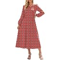 Zeagoo Fall Dresses for Women Long Sleeve Midi Dress Casual A Line Dresses 2026 Pleated Flare Dress with Pockets