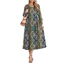 Zeagoo Fall Dresses for Women Long Sleeve Midi Dress Casual A Line Dresses 2026 Pleated Flare Dress with Pockets
