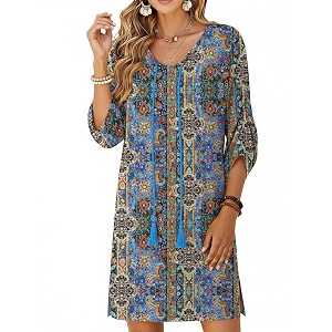 Zeagoo Tassel Tie Neck 3 4 Long