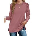 Zeagoo Tunic Sweatshirts for Women Crewneck Lightweight Sweaters Raglan Long Sleeve Shirts Spring Fashion Tops 2026