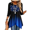 Zeagoo Womens Tops 3/4 Sleeve Loose Fit Dressy Tunics Plus Size Boho Shirts