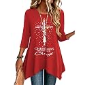 Zeagoo Womens Tops 3/4 Sleeve Loose Fit Dressy Tunics Plus Size Boho Shirts
