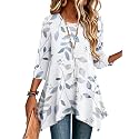 Zeagoo Womens Tops 3/4 Sleeve Loose Fit Dressy Tunics Plus Size Boho Shirts