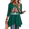 Zeagoo Womens Tops 3/4 Sleeve Loose Fit Dressy Tunics Plus Size Boho Shirts