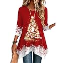 Zeagoo Womens Tops 3/4 Sleeve Loose Fit Dressy Tunics Plus Size Boho Shirts