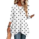 Zeagoo Womens Tops 3/4 Sleeve Loose Fit Dressy Tunics Plus Size Boho Shirts