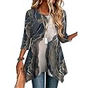 Zeagoo Womens Tops 3/4 Sleeve Loose Fit Dressy Tunics Plus Size Boho Shirts