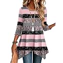Zeagoo Womens Tops 3/4 Sleeve Loose Fit Dressy Tunics Plus Size Boho Shirts
