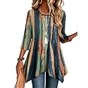 Zeagoo Womens Tops 3/4 Sleeve Loose Fit Dressy Tunics Plus Size Boho Shirts