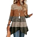Zeagoo Womens Tops 3/4 Sleeve Loose Fit Dressy Tunics Plus Size Boho Shirts